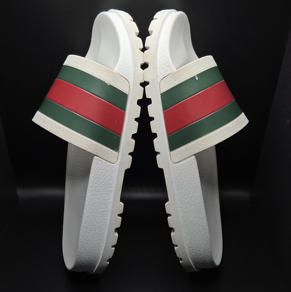 Gucci Men's Pursuit Web Slides - White/Signature Stripe - Size 10 - Picture 10 of 16